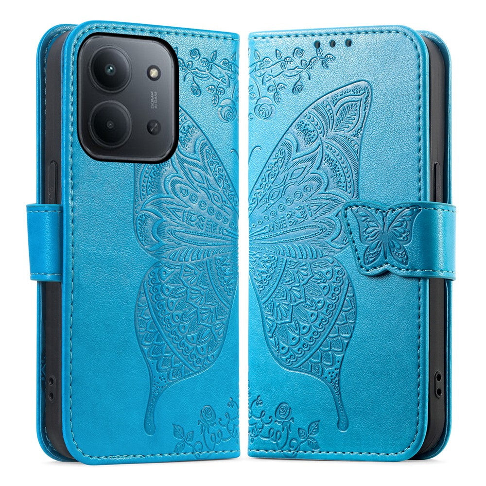 For Xiaomi Redmi 15C 4G (Global) (171mm)  /  Poco C85 4G (171mm) Case with Strap Butterfly Pattern PU Leather Wallet Phone Cover