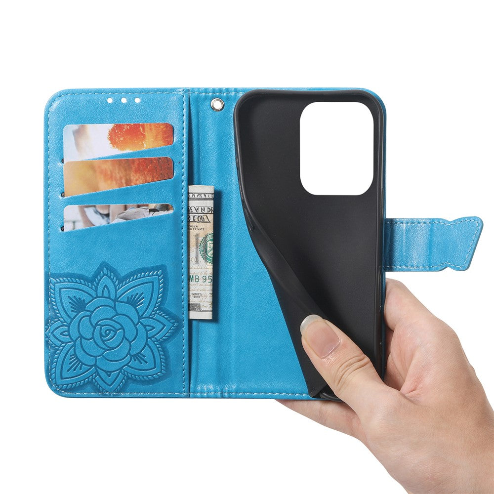 For Xiaomi Redmi 15C 4G (Global) (171mm)  /  Poco C85 4G (171mm) Case with Strap Butterfly Pattern PU Leather Wallet Phone Cover