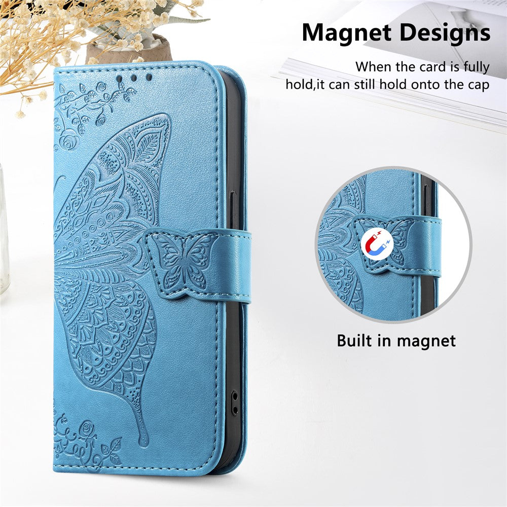 For Xiaomi Redmi 15C 4G (Global) (171mm)  /  Poco C85 4G (171mm) Case with Strap Butterfly Pattern PU Leather Wallet Phone Cover