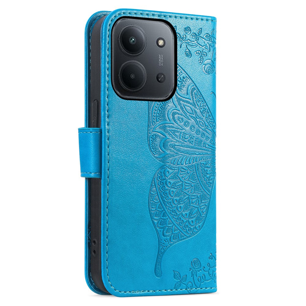 For Xiaomi Redmi 15C 4G (Global) (171mm)  /  Poco C85 4G (171mm) Case with Strap Butterfly Pattern PU Leather Wallet Phone Cover