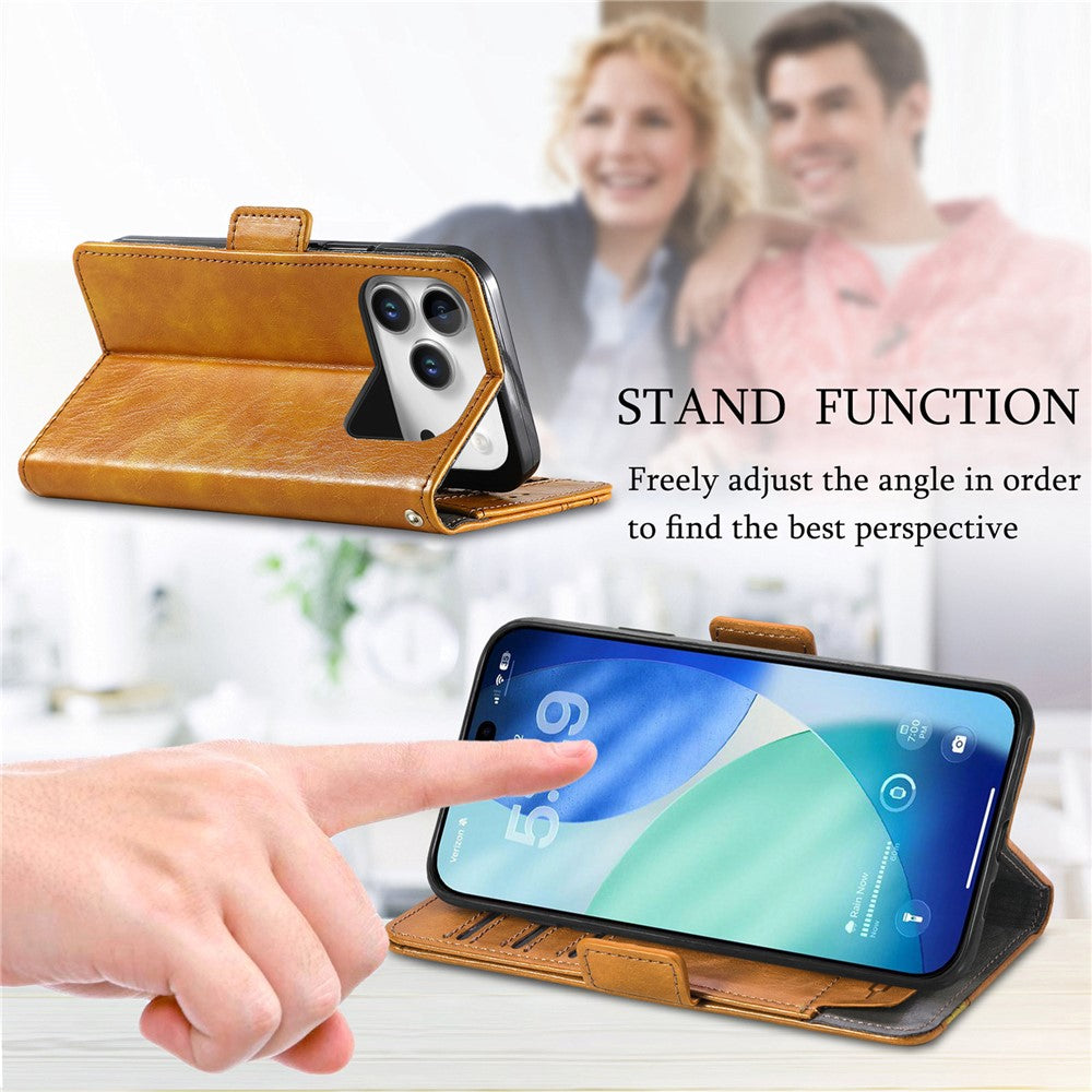 CASENEO For iPhone 18 Pro Max / 17 Pro Max Phone Cases PU Leather Cover Stand with RFID Blocking Wallet
