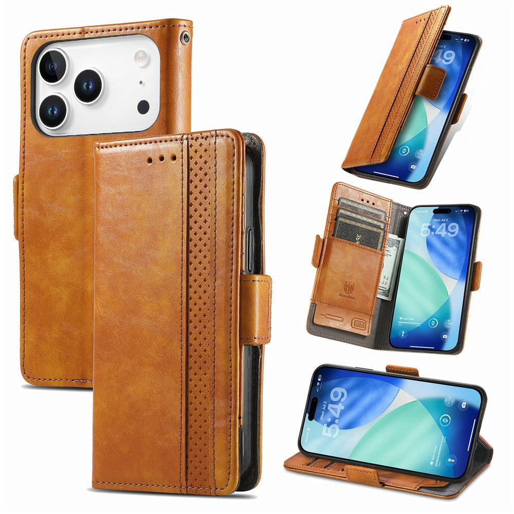 CASENEO For iPhone 18 Pro Max / 17 Pro Max Phone Cases PU Leather Cover Stand with RFID Blocking Wallet