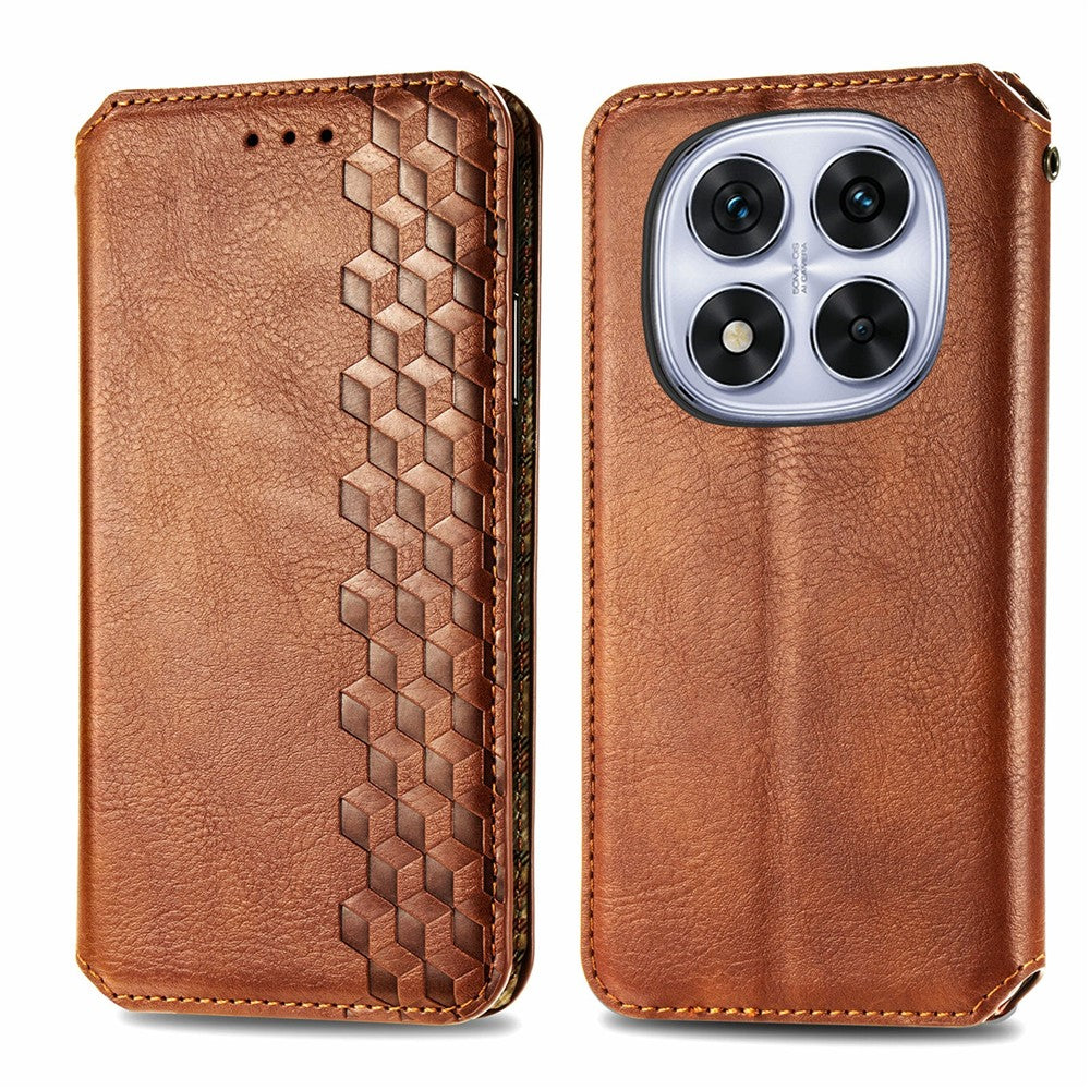 For Xiaomi Poco M8 Pro 5G / Redmi Note 15 Pro+ 5G (Global) Case Rhombus Imprint PU Leather Wallet Phone Cover