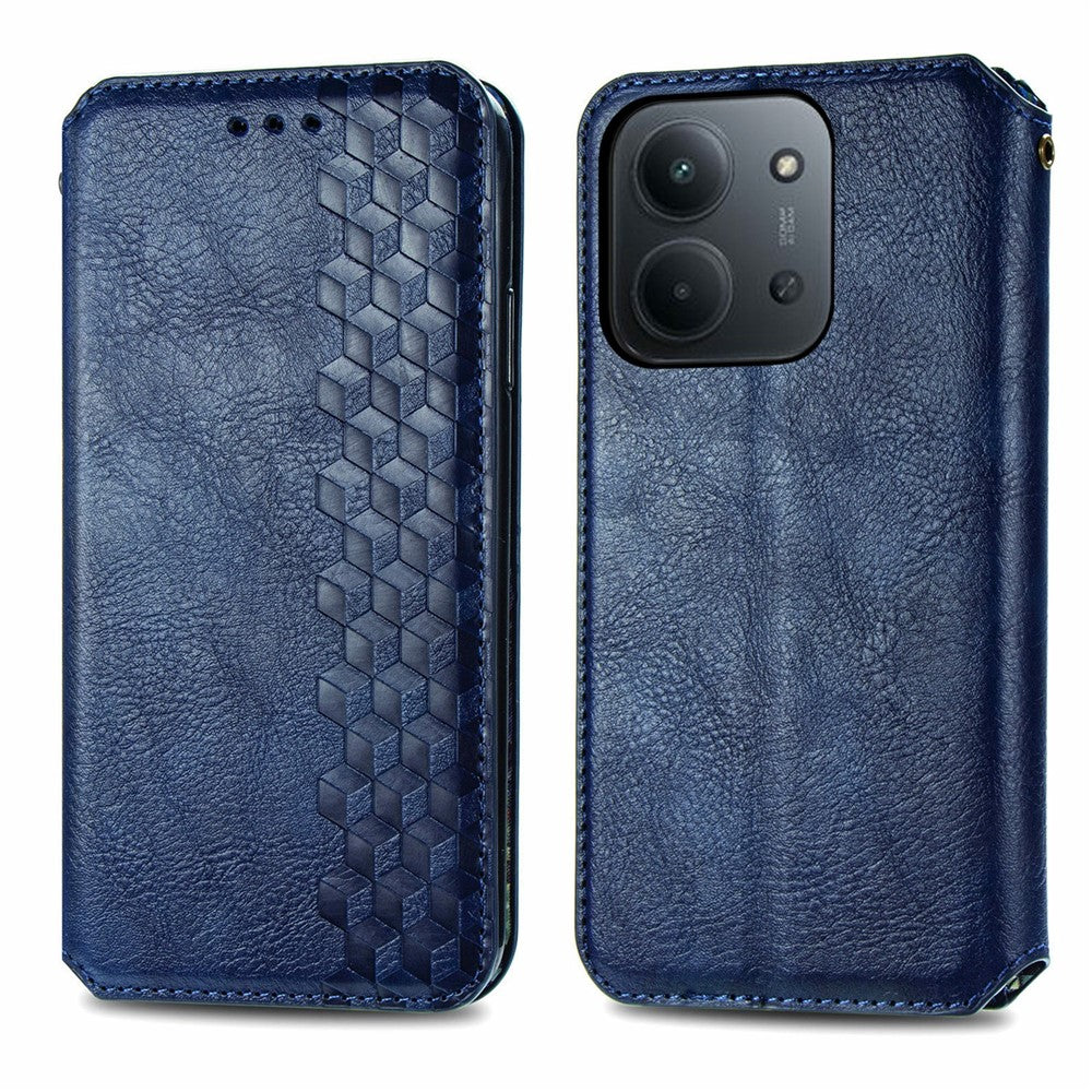 For Xiaomi Redmi 15C 4G (Global) (171mm) / Poco C85 4G (171mm) Case Rhombus Imprint PU Leather Wallet Phone Cover