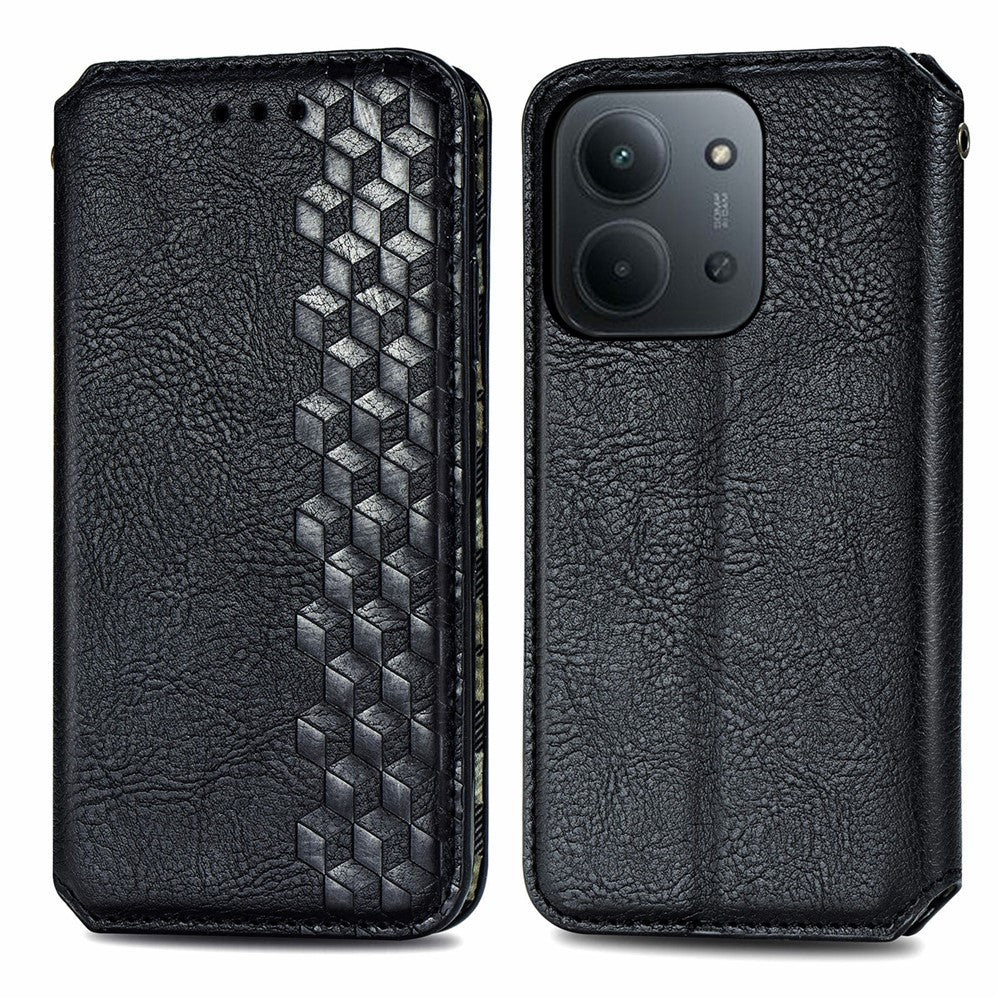 For Xiaomi Redmi 15C 4G (Global) (171mm) / Poco C85 4G (171mm) Case Rhombus Imprint PU Leather Wallet Phone Cover