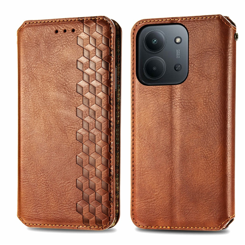 mobilskal till Xiaomi Redmi 15C 4G (EU) (173 mm) / 15C 5G (EU) (173 mm) / Poco C85 4G (173 mm) Rhombus Imprint PU-läder plånboksfodral