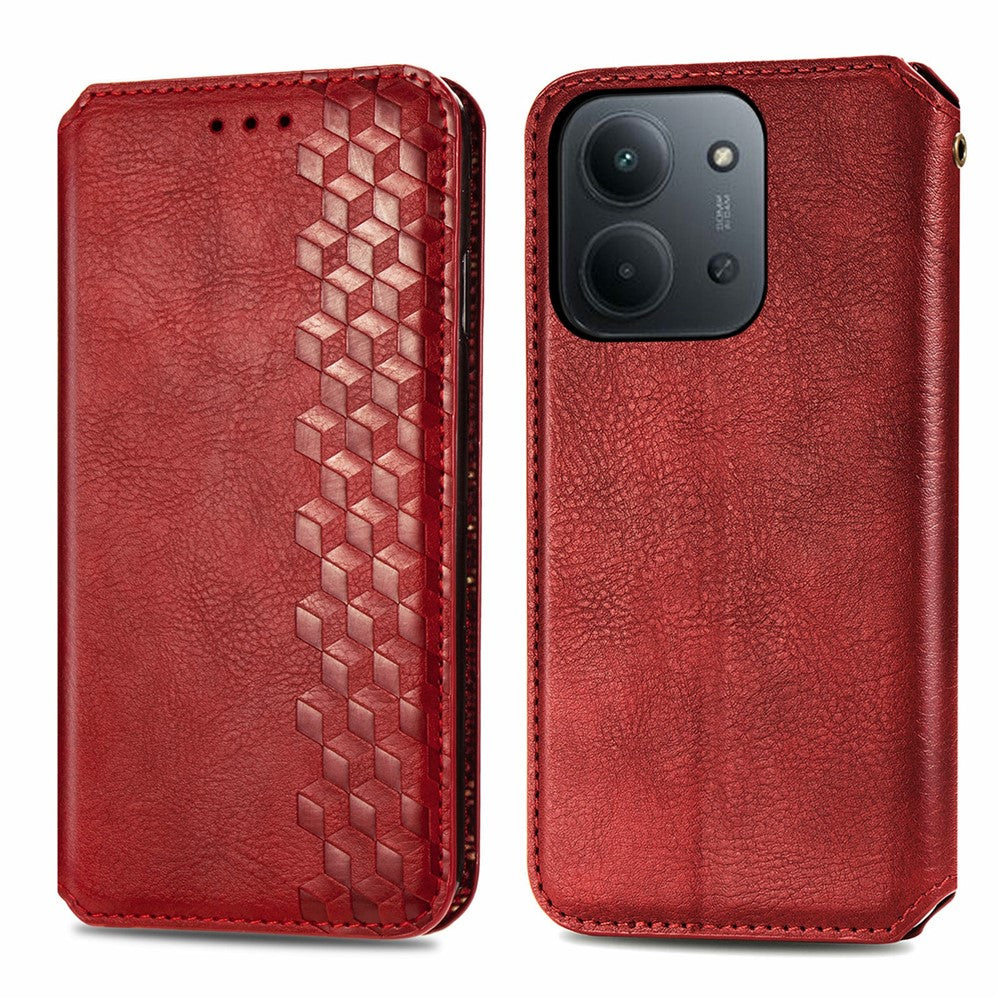 mobilskal till Xiaomi Redmi 15C 4G (EU) (173 mm) / 15C 5G (EU) (173 mm) / Poco C85 4G (173 mm) Rhombus Imprint PU-läder plånboksfodral