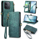 For Xiaomi Redmi 15C 4G (Global) (171mm) /  Poco C85 4G (171mm) Case Zipper Wallet Geometry Lines Leather Phone Cover with Strap
