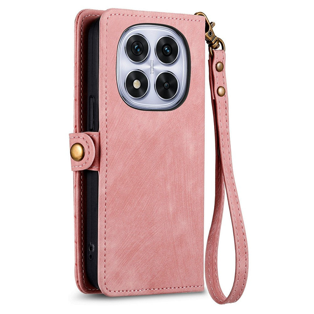 For Xiaomi Poco M8 Pro 5G / Redmi Note 15 Pro+ 5G (Global) Case Zipper Wallet Geometry Lines Leather Phone Cover with Strap