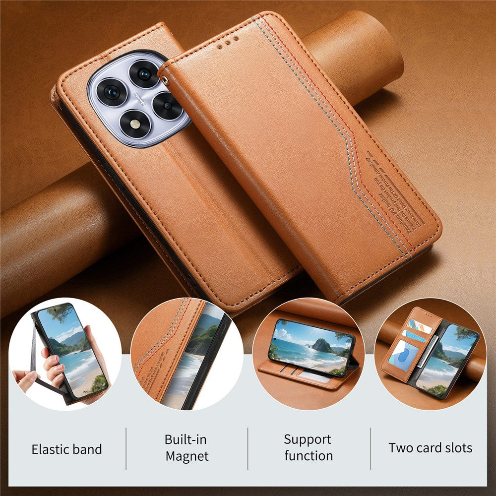 For Xiaomi Poco M8 Pro 5G / Redmi Note 15 Pro+ 5G (Global) Case Wallet Tri-Color Stitching Leather Phone Cover with Elastic Wristband