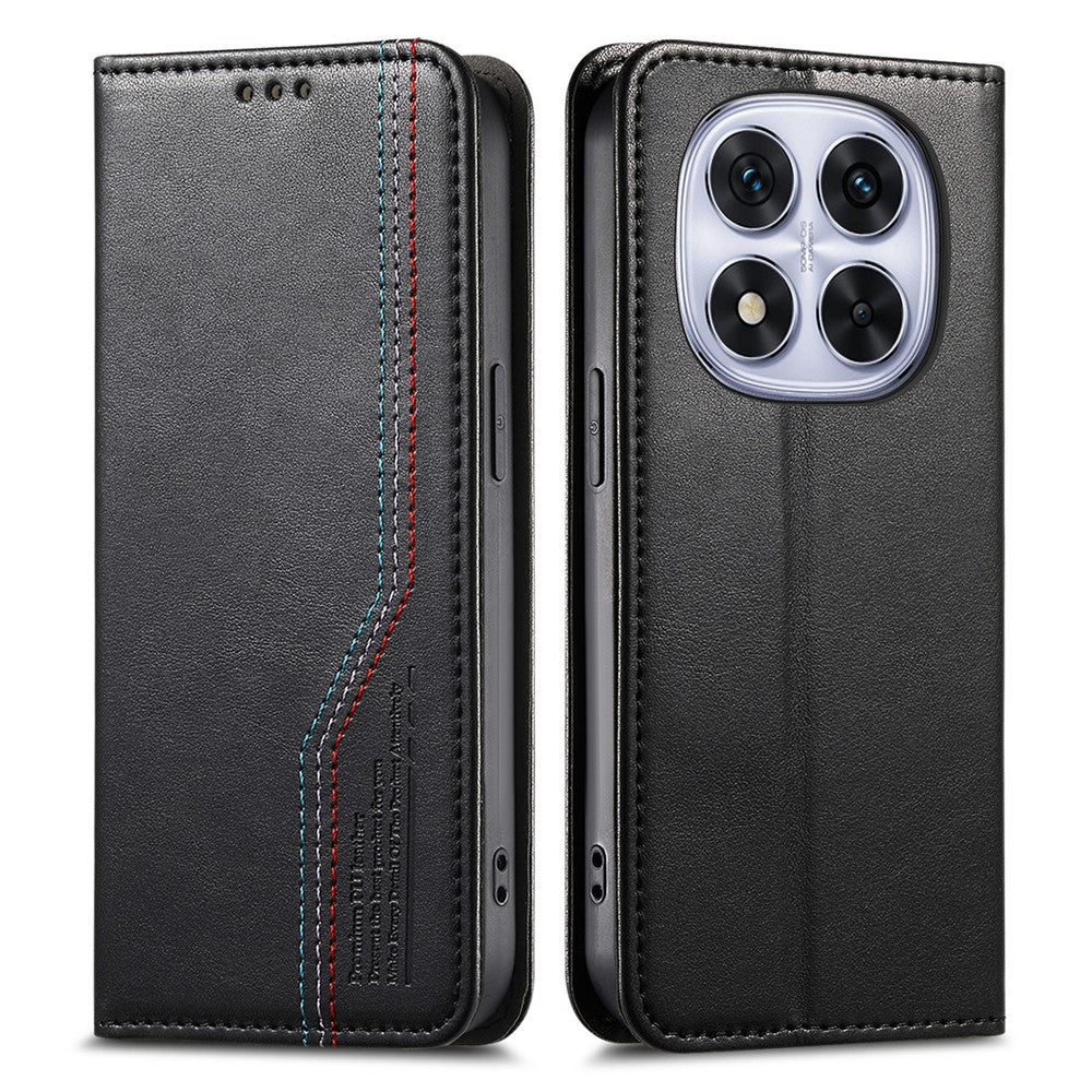 For Xiaomi Poco M8 Pro 5G / Redmi Note 15 Pro+ 5G (Global) Case Wallet Tri-Color Stitching Leather Phone Cover with Elastic Wristband