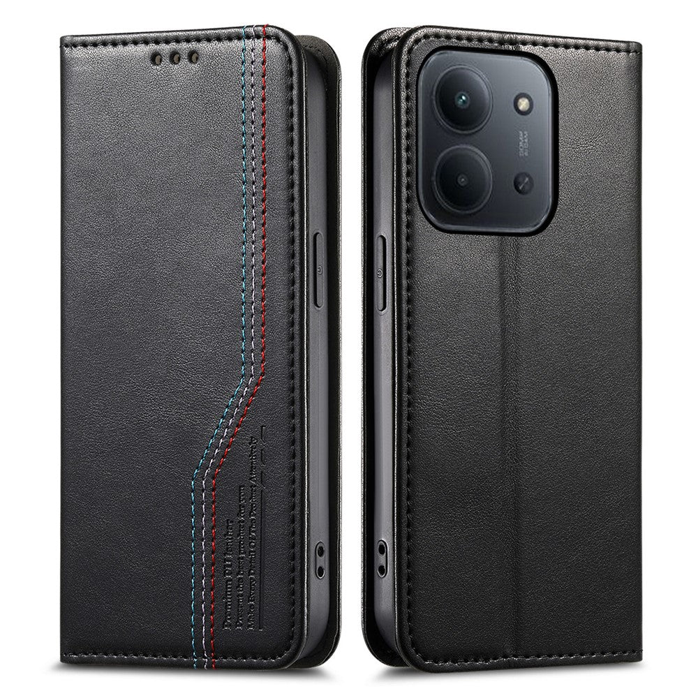 Xiaomi Redmi 15C 4G (Global) (171mm) / Poco C85 4G (171mm) Plånboksfodral, trefärgat läderfodral med elastiskt armband