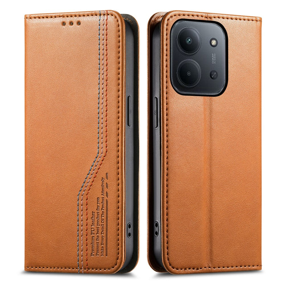 Xiaomi Redmi 15C 4G (Global) (171mm) / Poco C85 4G (171mm) Plånboksfodral, trefärgat läderfodral med elastiskt armband