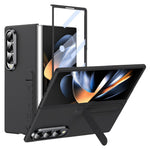 For Samsung Galaxy Z Fold4 5G Phone Case Kickstand PC Cover with Tempered Glass Screen Protector