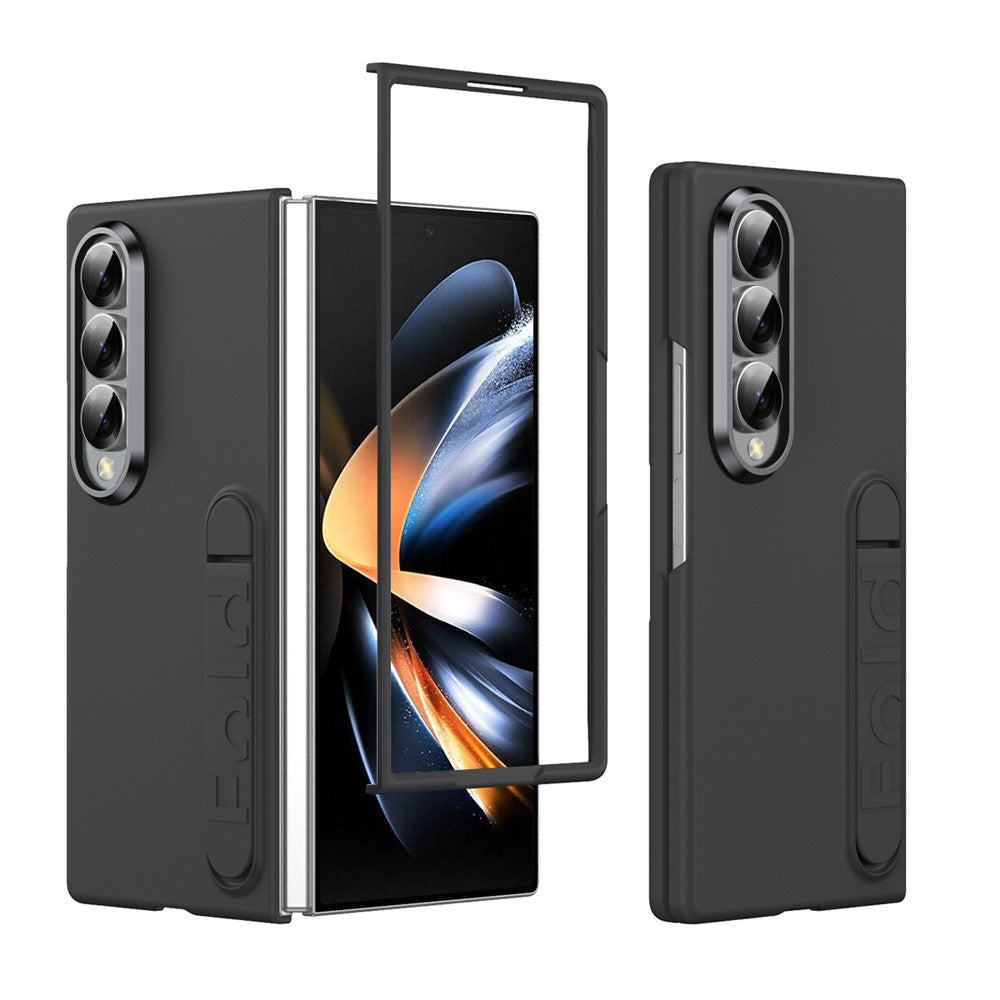 For Samsung Galaxy Z Fold4 5G Phone Case Kickstand PC Cover with Tempered Glass Screen Protector
