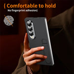 For Samsung Galaxy Z Fold4 5G Phone Case Kickstand PC Cover with Tempered Glass Screen Protector