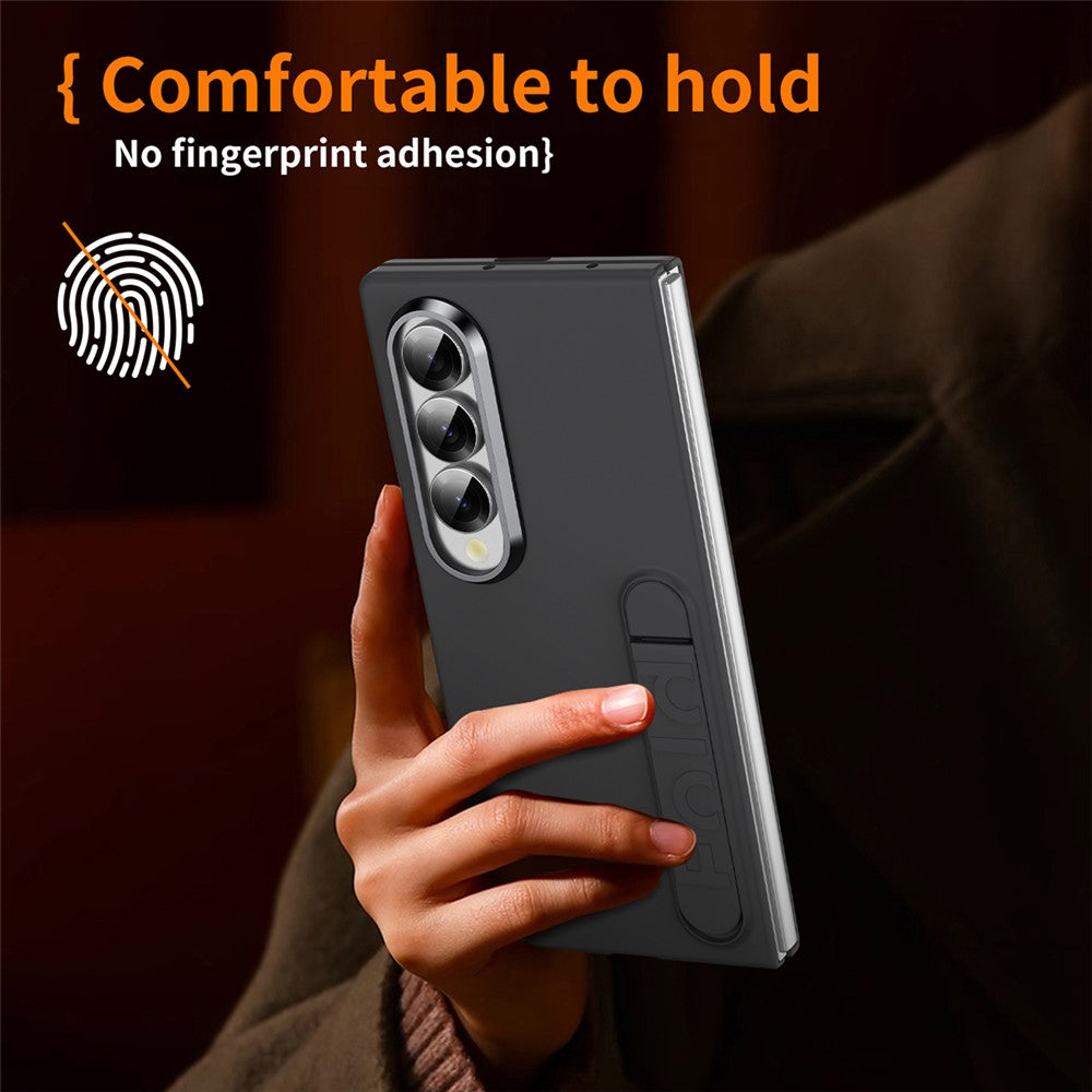 For Samsung Galaxy Z Fold4 5G Phone Case Kickstand PC Cover with Tempered Glass Screen Protector