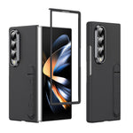 For Samsung Galaxy Z Fold3 5G Phone Case Kickstand PC Cover with Tempered Glass Screen Protector