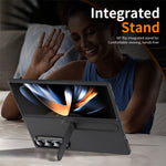 For Samsung Galaxy Z Fold3 5G Phone Case Kickstand PC Cover with Tempered Glass Screen Protector