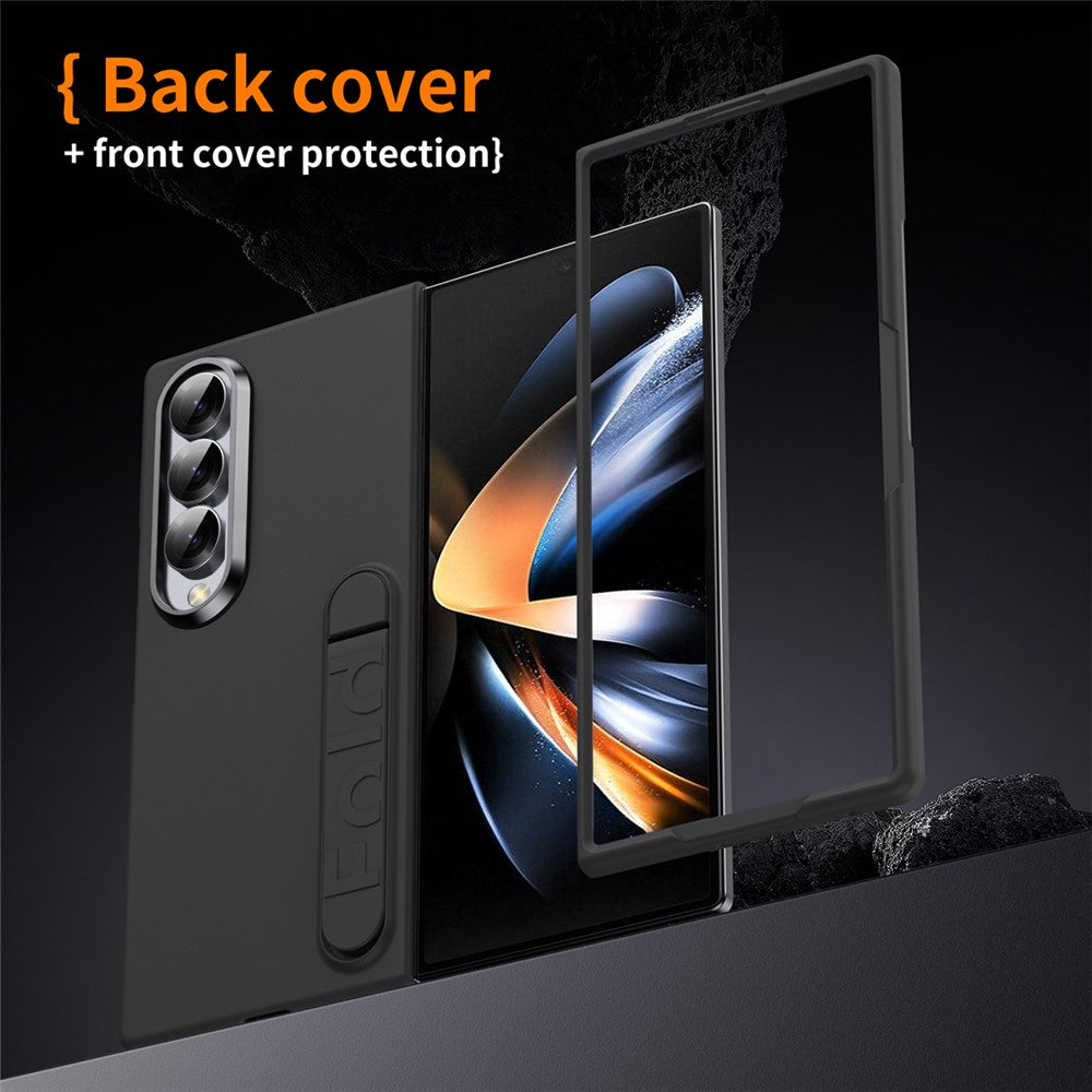 For Samsung Galaxy Z Fold3 5G Phone Case Kickstand PC Cover with Tempered Glass Screen Protector