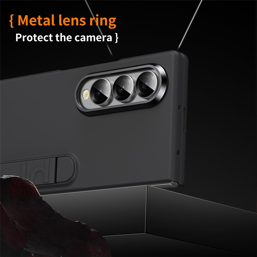 For Samsung Galaxy Z Fold3 5G Phone Case Kickstand PC Cover with Tempered Glass Screen Protector