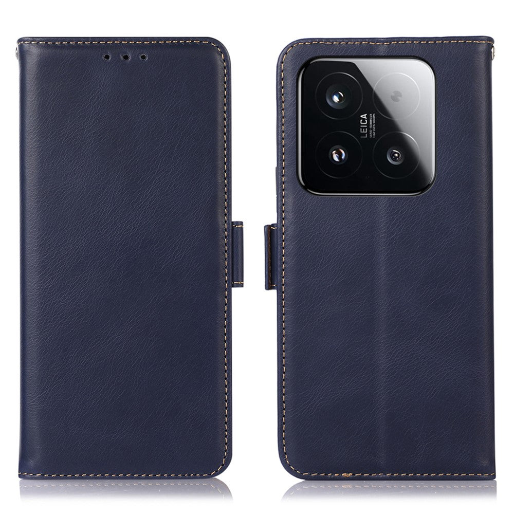 For Xiaomi 15T Case RFID Blocking Genuine Cow Leather Wallet Phone Cover