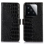 For Xiaomi 15T Case RFID Blocking Wallet Crocodile Texture Genuine Cow Leather Phone Cover