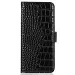 For Xiaomi 15T Case RFID Blocking Wallet Crocodile Texture Genuine Cow Leather Phone Cover