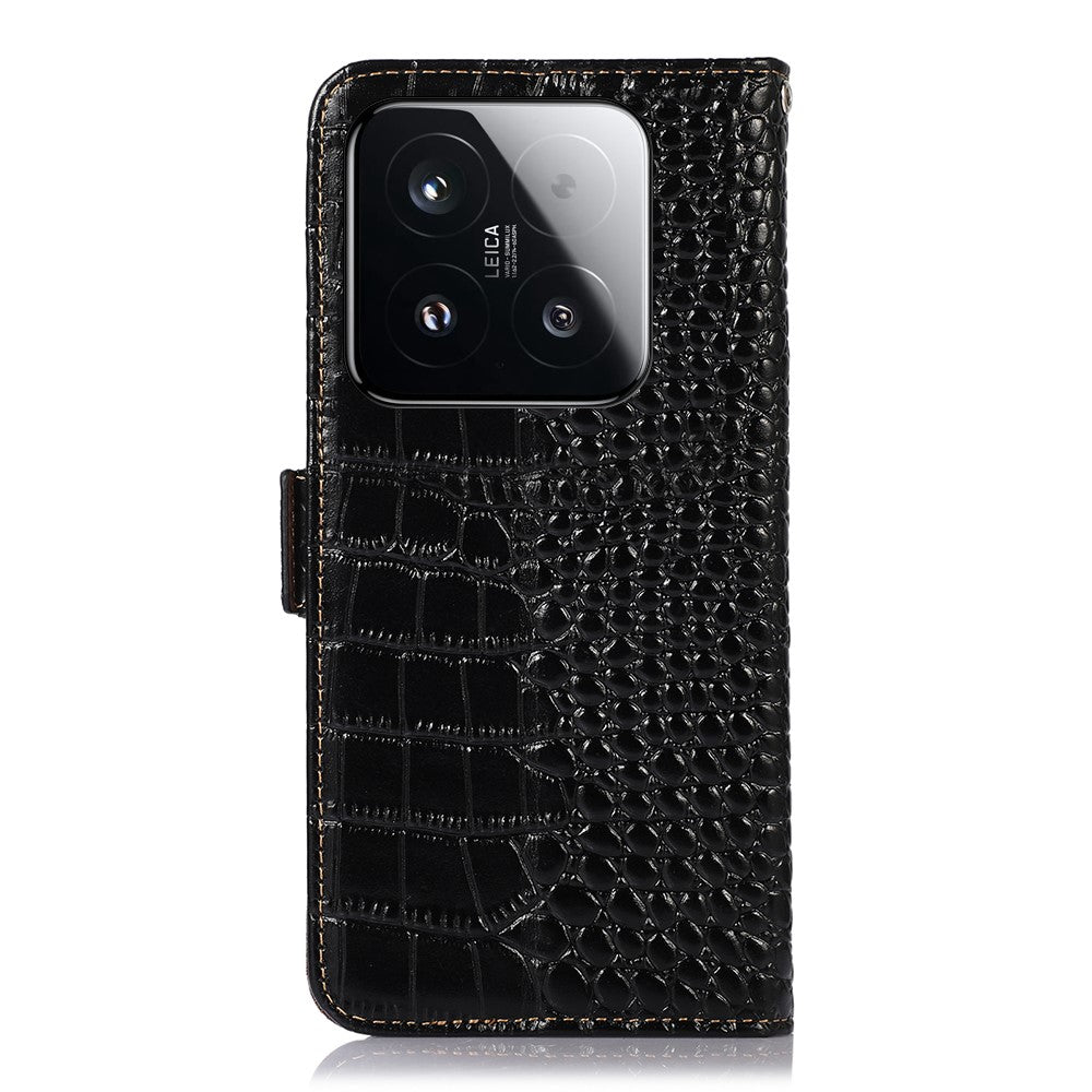 For Xiaomi 15T Case RFID Blocking Wallet Crocodile Texture Genuine Cow Leather Phone Cover