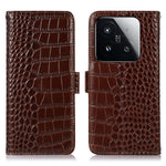 For Xiaomi 15T Case RFID Blocking Wallet Crocodile Texture Genuine Cow Leather Phone Cover