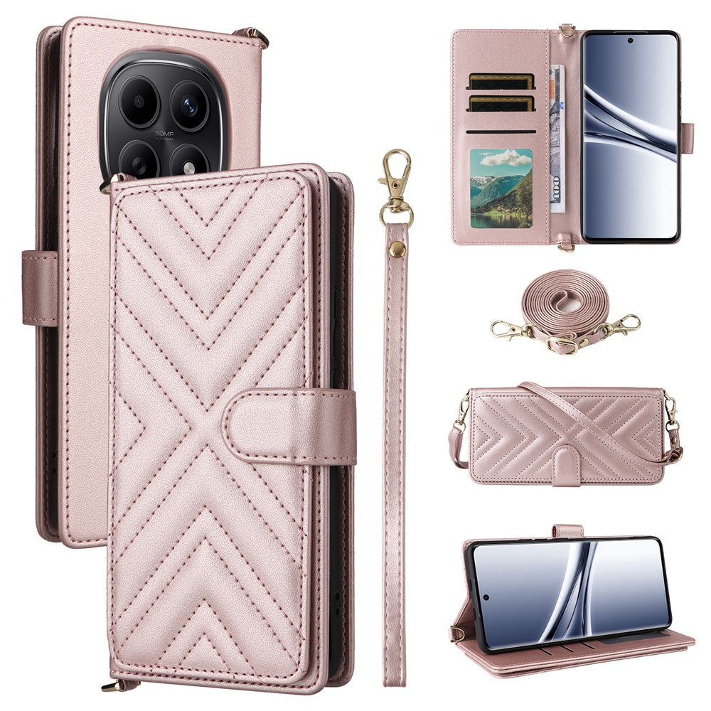 For Xiaomi Poco M8 5G / Redmi Note 15 5G (Global) / Note 15 4G (Global) Case with Shoulder / Wrist Strap Leather Phone Cover Stand Wallet