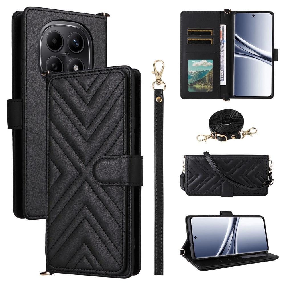 For Xiaomi Poco M8 5G / Redmi Note 15 5G (Global) / Note 15 4G (Global) Case with Shoulder / Wrist Strap Leather Phone Cover Stand Wallet