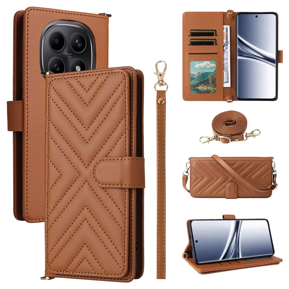 For Xiaomi Poco M8 5G / Redmi Note 15 5G (Global) / Note 15 4G (Global) Case with Shoulder / Wrist Strap Leather Phone Cover Stand Wallet