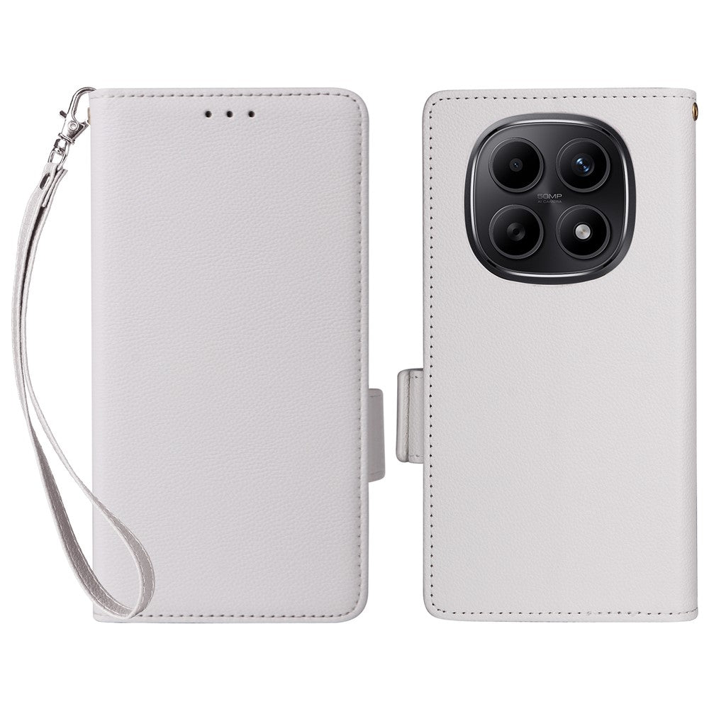 For Xiaomi Poco M8 5G / Redmi Note 15 5G (Global) / Note 15 4G (Global) Case Litchi Texture Wallet Leather Phone Cover with Wrist Strap