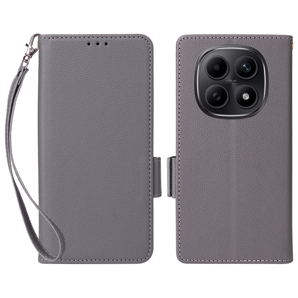 Til Xiaomi Poco M8 5G / Redmi Note 15 5G (Global) / Note 15 4G (Global) Cover Litchi Texture Pung Læder Telefoncover med Håndrem