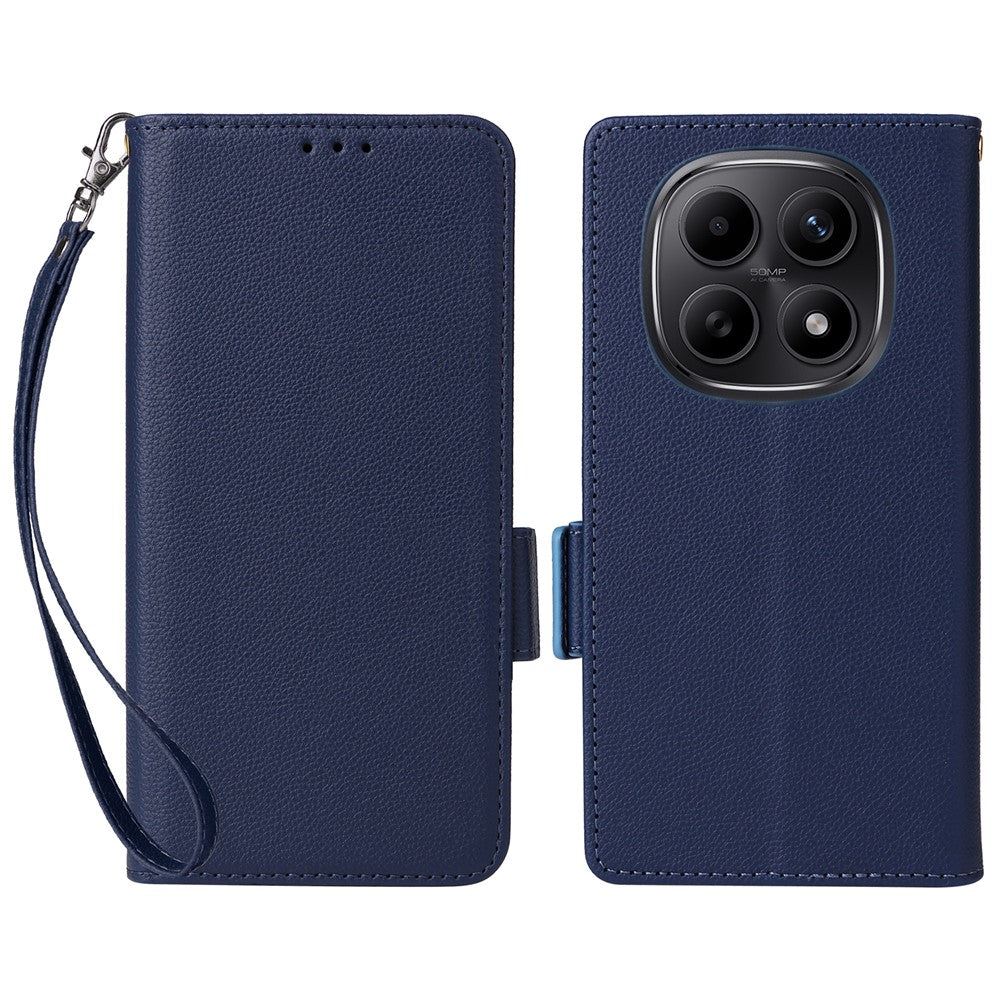 Til Xiaomi Poco M8 5G / Redmi Note 15 5G (Global) / Note 15 4G (Global) Cover Litchi Texture Pung Læder Telefoncover med Håndrem