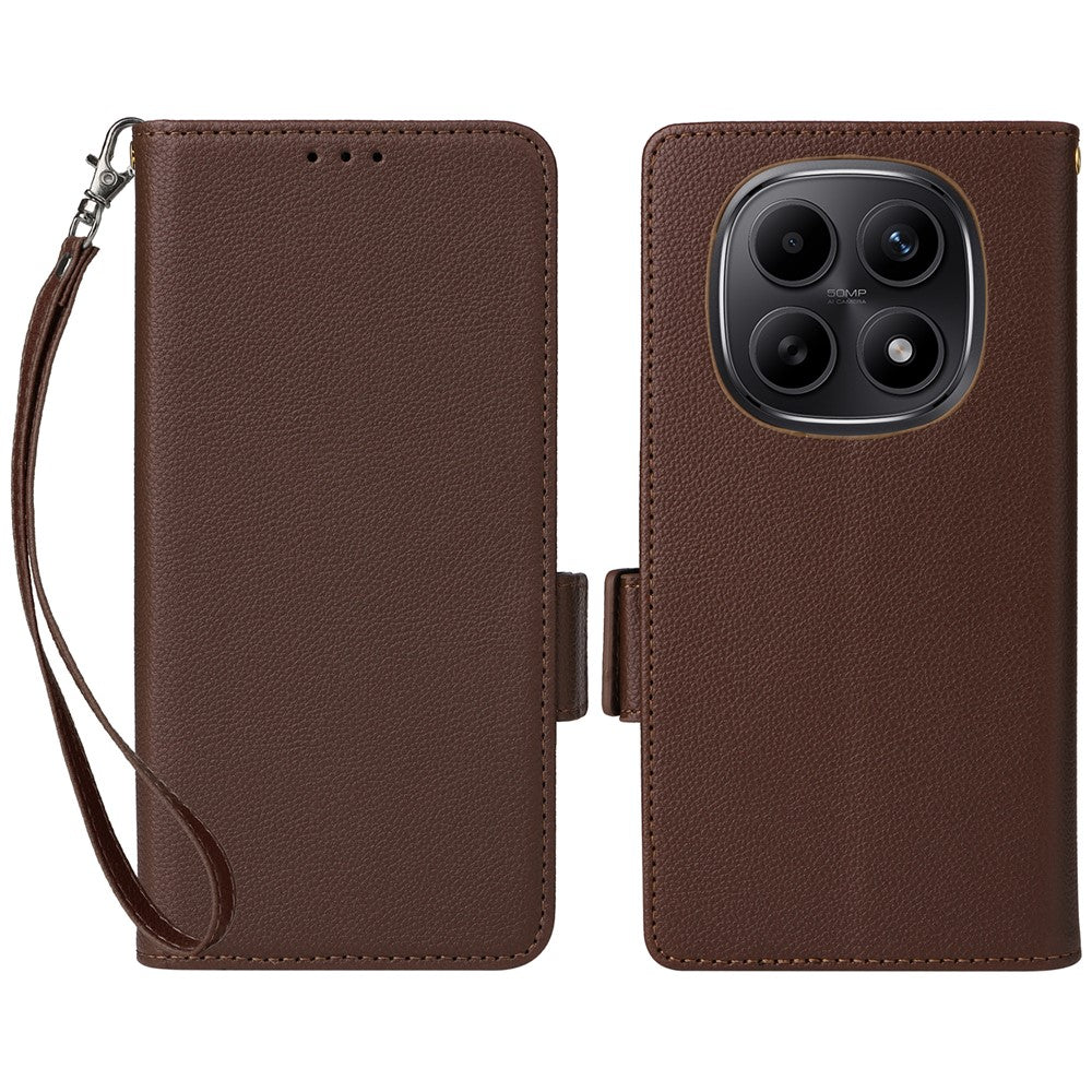 For Xiaomi Poco M8 5G / Redmi Note 15 5G (Global) / Note 15 4G (Global) Case Litchi Texture Wallet Leather Phone Cover with Wrist Strap