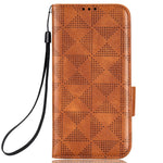 For Honor Play 40 Plus 5G Imprinted Triangle Pattern Stand Wallet Phone Case PU Leather Drop-proof Protective Cover with Hand Strap