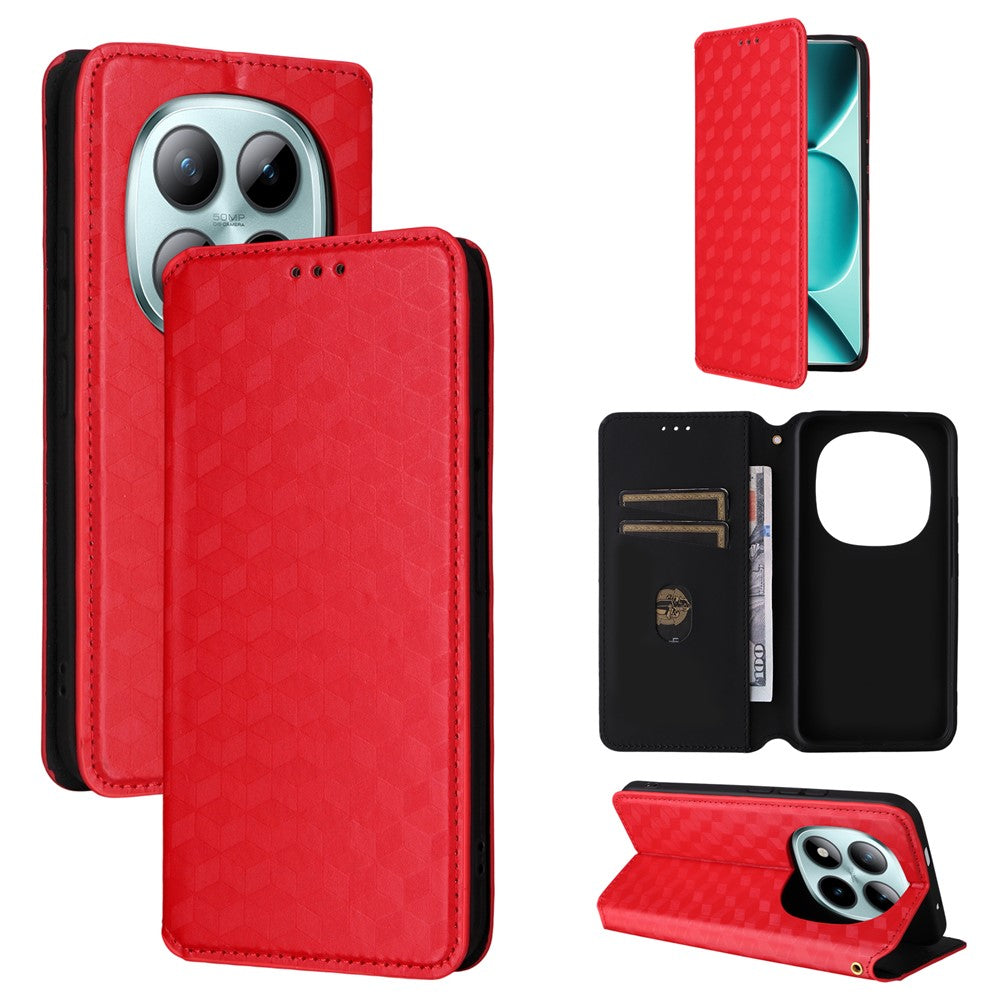 For Xiaomi Poco M8 Pro 5G / Redmi Note 15 Pro+ 5G (Global) Case Wallet Rhombus Imprinted Leather Phone Cover