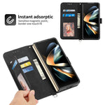 Til Samsung Galaxy Z Fold3 5G præget blomster skin-touch telefoncover PU-læderpung med stativ magnetisk lås og skulderrem