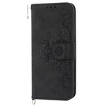 For Samsung Galaxy Z Fold4 5G Imprinted Flowers Skin-touch PU Leather Cover Wallet Stand Folding Phone Case with Shoulder Strap