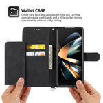 For Samsung Galaxy Z Fold4 5G Imprinted Flowers Skin-touch PU Leather Cover Wallet Stand Folding Phone Case with Shoulder Strap