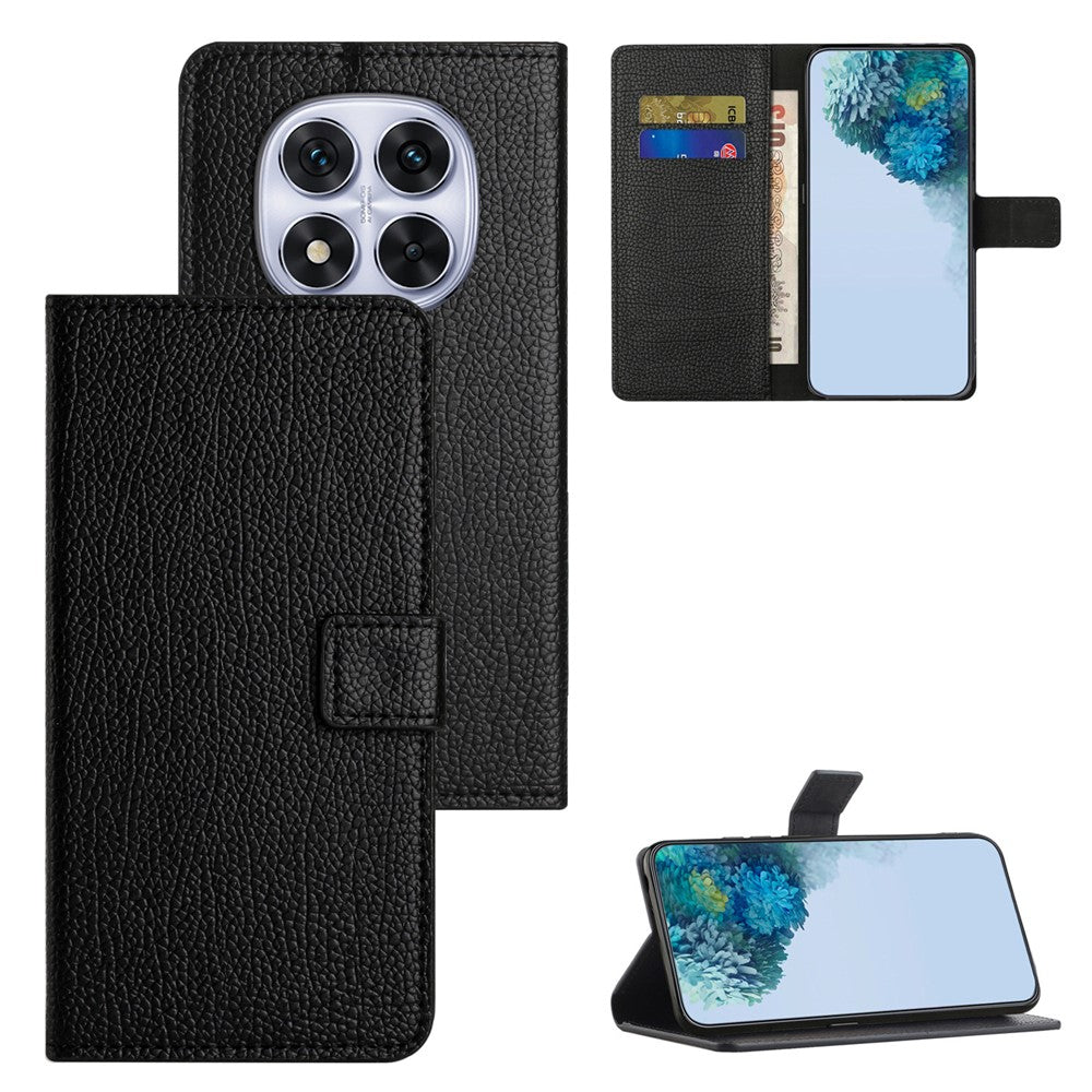 Xiaomi Redmi Note 15 Pro 5G (Global) fodral i PU-läder, plånboksfodral med litchitextur, svart