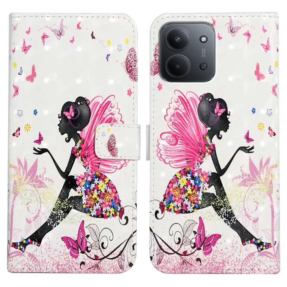 Telefoncover til Xiaomi Redmi 15C 5G (EU) (173mm) / 4G (EU) (173mm) / Poco C85 4G (173mm) 3D Kreativt Mønster PU Læder Standercover