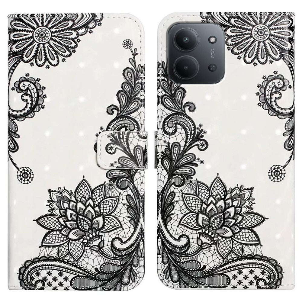Phone Case For Xiaomi Redmi 15C 5G (EU) (173mm)  /  4G (EU) (173mm)  /  Poco C85 4G (173mm) 3D Creative Pattern PU Leather Stand Cover
