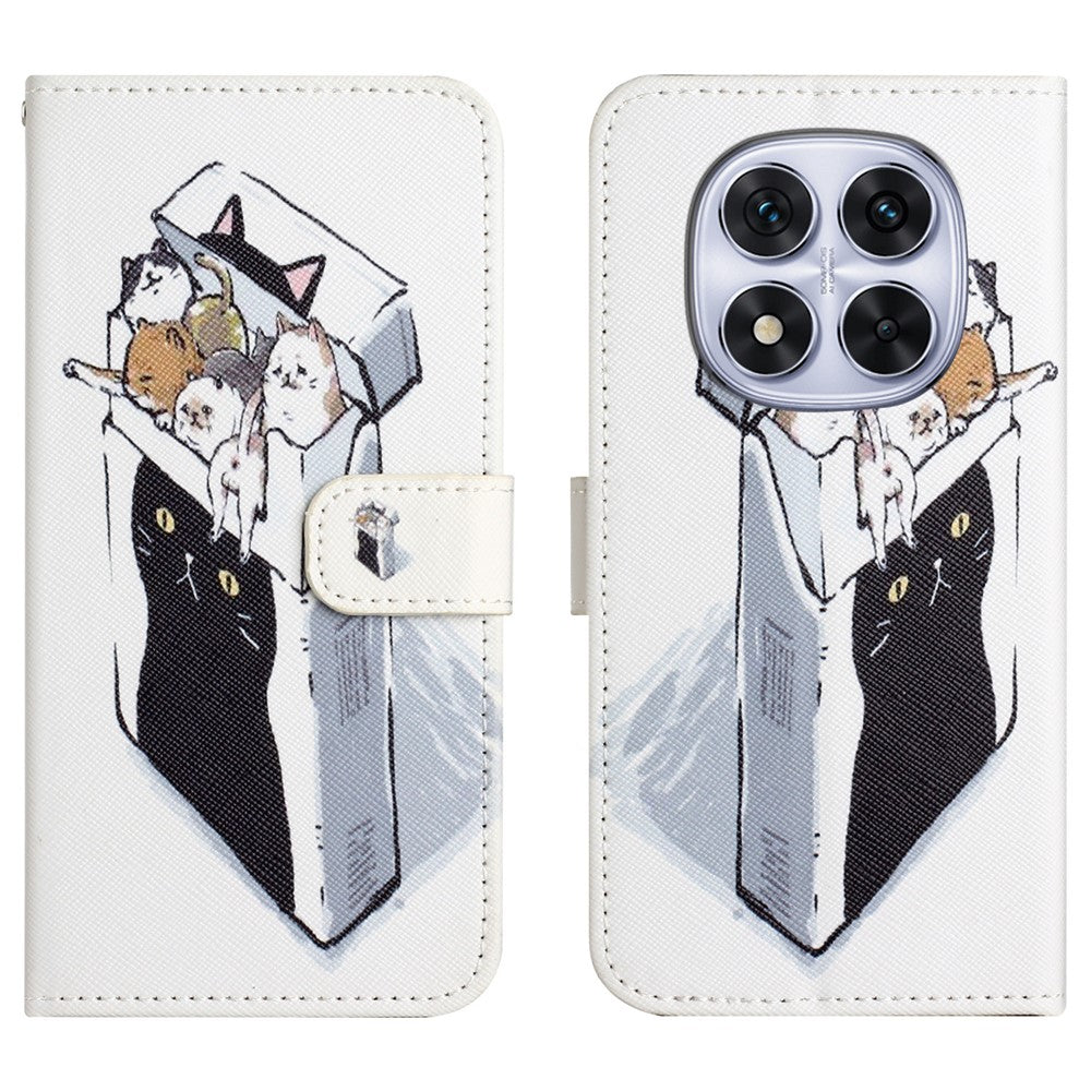 For Xiaomi Poco M8 Pro 5G / Redmi Note 15 Pro+ 5G (Global) Case Pattern Print PU Leather Wallet Phone Cover Cross Texture