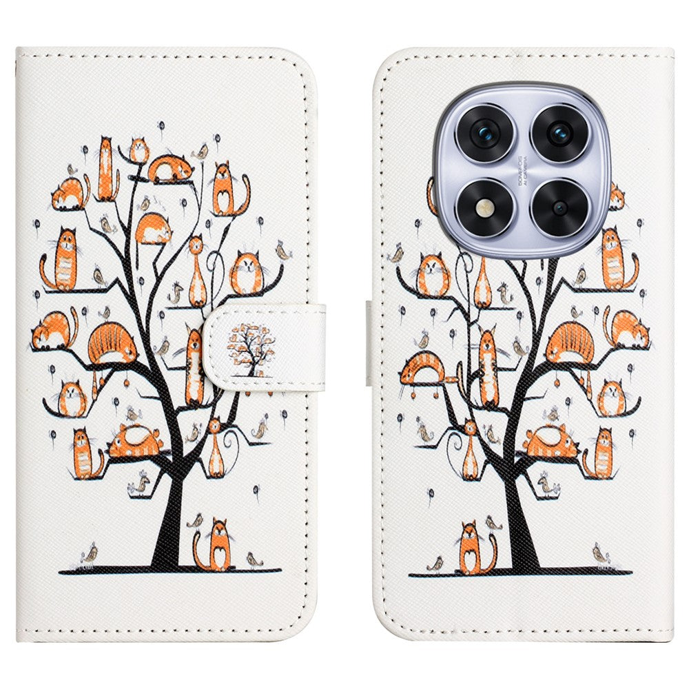 For Xiaomi Poco M8 Pro 5G / Redmi Note 15 Pro+ 5G (Global) Case Pattern Print PU Leather Wallet Phone Cover Cross Texture