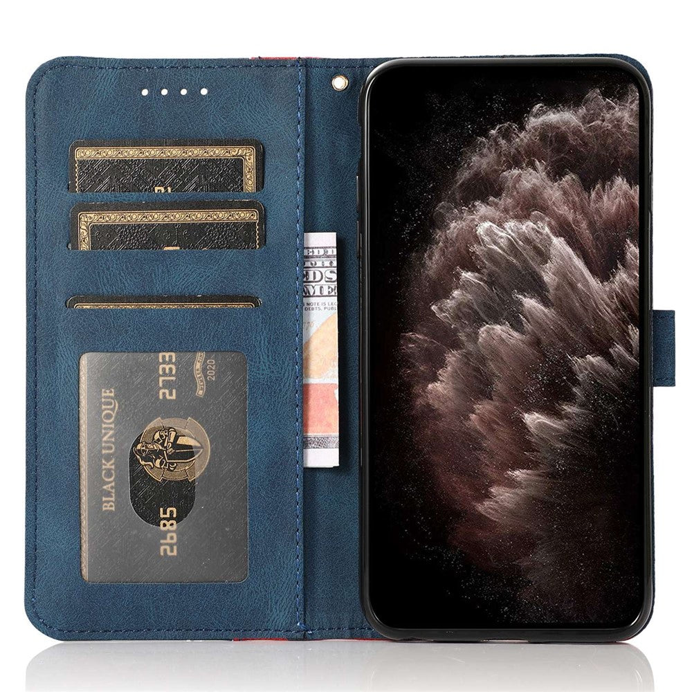 Läderfodral till Xiaomi Redmi 15C 5G (EU) (173 mm) / 4G (EU) (173 mm) / Poco C85 4G (173 mm) Färgskarvande mobilfodral med handledsrem