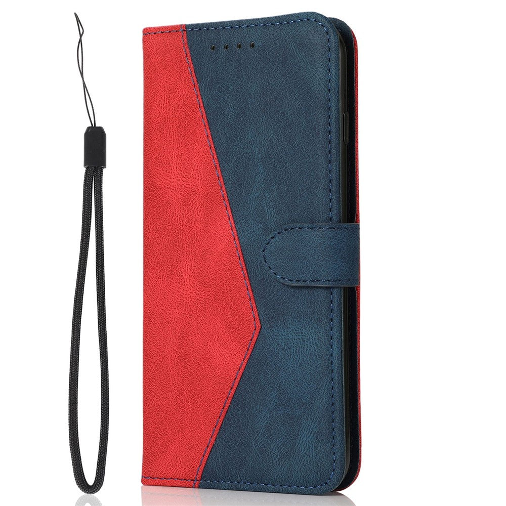 Leather Case For Xiaomi Redmi 15C 5G (EU) (173mm)  /  4G (EU) (173mm)  /  Poco C85 4G (173mm) Color Splicing Phone Cover with Wrist Strap