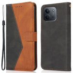Läderfodral till Xiaomi Redmi 15C 5G (EU) (173 mm) / 4G (EU) (173 mm) / Poco C85 4G (173 mm) Färgskarvande mobilfodral med handledsrem